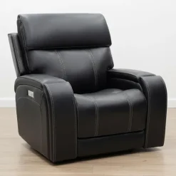 Power Recliner with Adjustable Headrest, Retractable Controls and Immersive Sound System Black Outlet