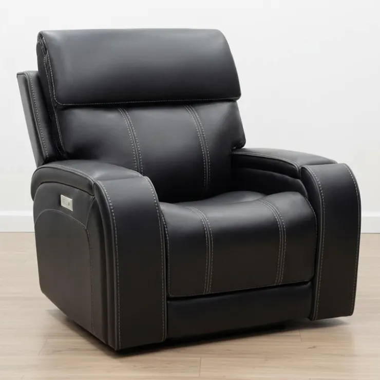 Power Recliner with Adjustable Headrest, Retractable Controls and Immersive Sound System Black Outlet