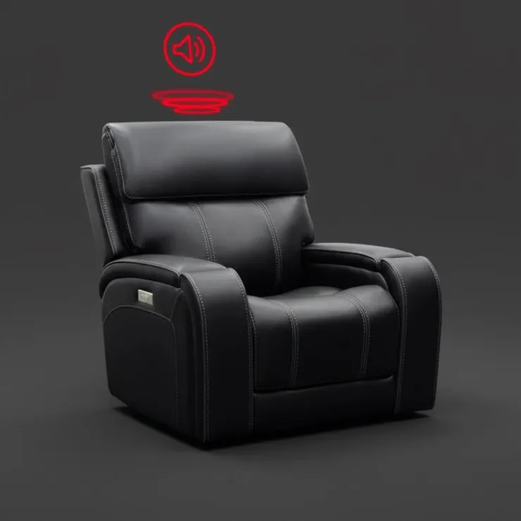 Power Recliner with Adjustable Headrest, Retractable Controls and Immersive Sound System Black Outlet