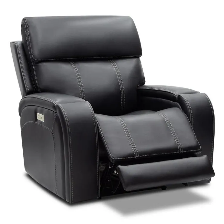 Power Recliner with Adjustable Headrest, Retractable Controls and Immersive Sound System Black Outlet