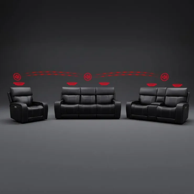 Power Recliner with Adjustable Headrest, Retractable Controls and Immersive Sound System Black Outlet