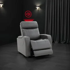 Power Recliner with Built-In Audio System - Grey Dark Grey Best