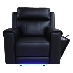 Power Recliner with Massage, Heat, and Retractable Console with Built-In Sound System Black Hot
