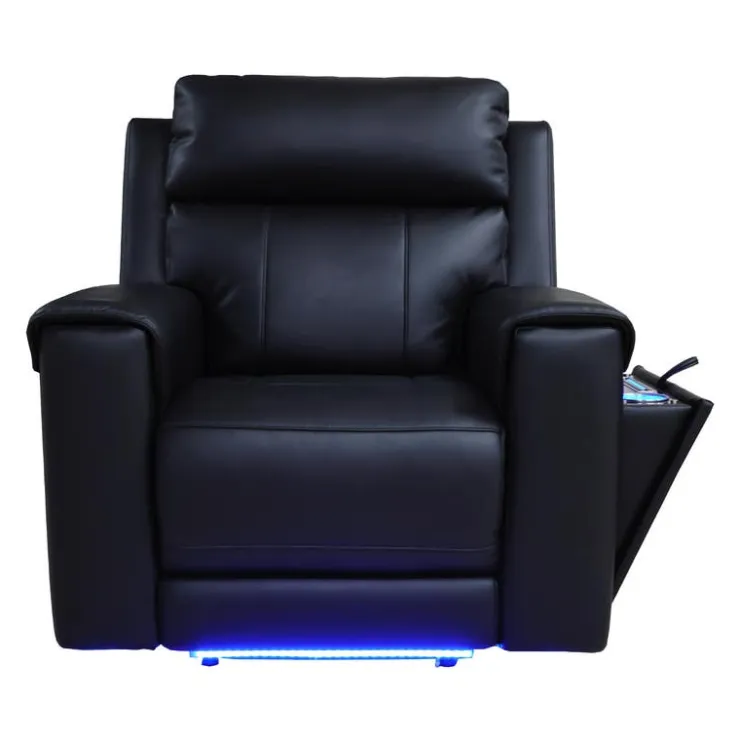 Power Recliner with Massage, Heat, and Retractable Console with Built-In Sound System Black Hot