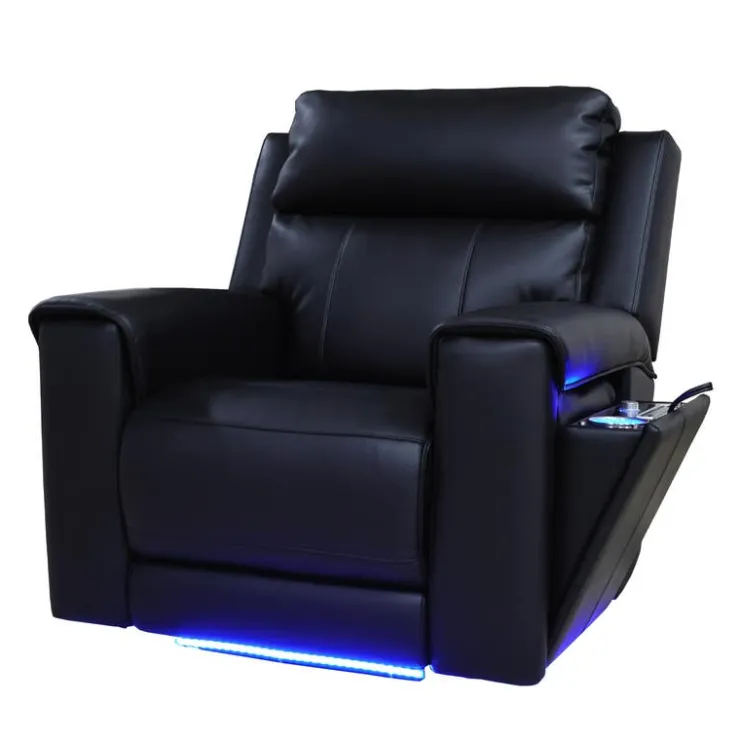 Power Recliner with Massage, Heat, and Retractable Console with Built-In Sound System Black Hot