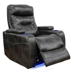 Power Recliner with Storage, Cup Holders and LED Lighting - Grey Online