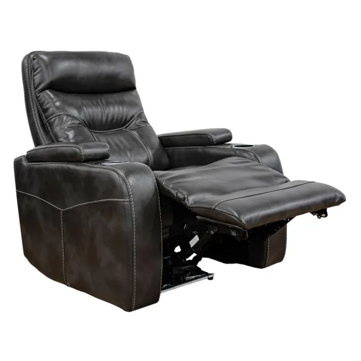 Power Recliner with Storage, Cup Holders and LED Lighting - Grey Online