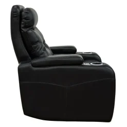 Power Recliner with Storage, Cup Holders and LED Lighting - Black
