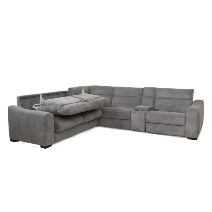 Power Reclining Sleeper Sectional with Console - 6 pcs Grey Best