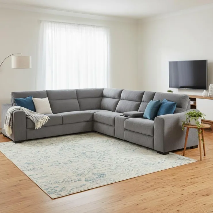 Power Reclining Sleeper Sectional with Console - 6 pcs Grey Best