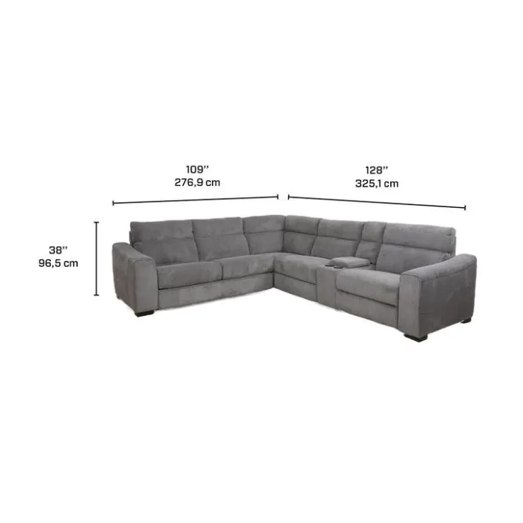 Power Reclining Sleeper Sectional with Console - 6 pcs Grey Best