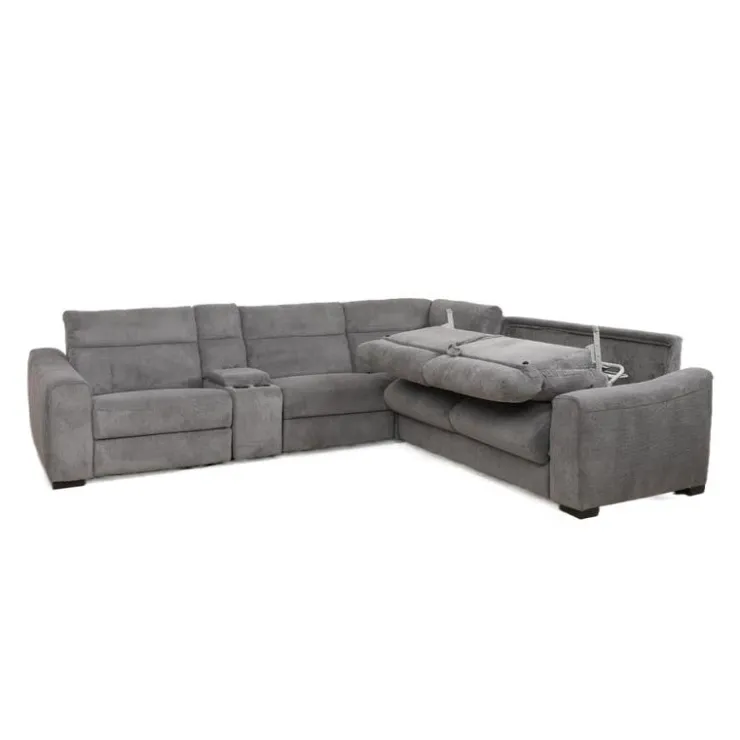 Power Reclining Sleeper Sectional with Console - 6 pcs Grey Clearance