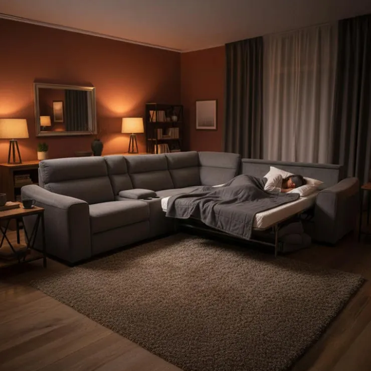 Power Reclining Sleeper Sectional with Console - 6 pcs Grey Clearance