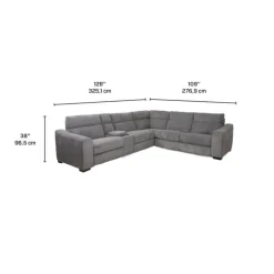 Power Reclining Sleeper Sectional with Console - 6 pcs Grey Clearance