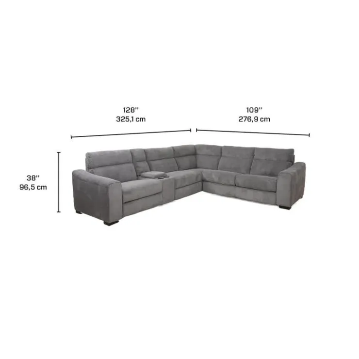 Power Reclining Sleeper Sectional with Console - 6 pcs Grey Clearance