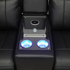 Power Reclining Loveseat with Massage, Heat, Console, and Built-In Sound System Black Online