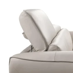 HTL Power Reclining Loveseat with Adjustable Headrests - Genuine Leather Oatmeal Beige Discount