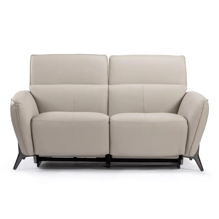 HTL Power Reclining Loveseat with Adjustable Headrests - Genuine Leather Oatmeal Beige Discount