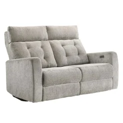 Power Reclining Loveseat with Adjustable Headrests Light Grey Hot