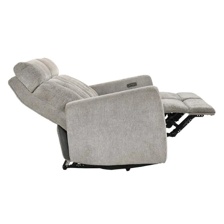 Power Reclining Loveseat with Adjustable Headrests Light Grey Hot