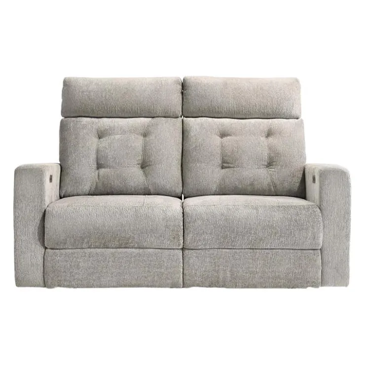 Power Reclining Loveseat with Adjustable Headrests Light Grey Hot