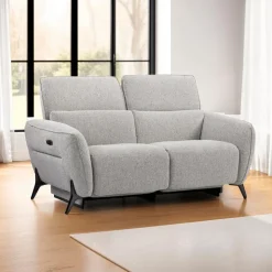 HTL Power Reclining Loveseat with Adjustable Headrests - Fabric Beige Hot