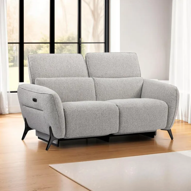 HTL Power Reclining Loveseat with Adjustable Headrests - Fabric Beige Hot