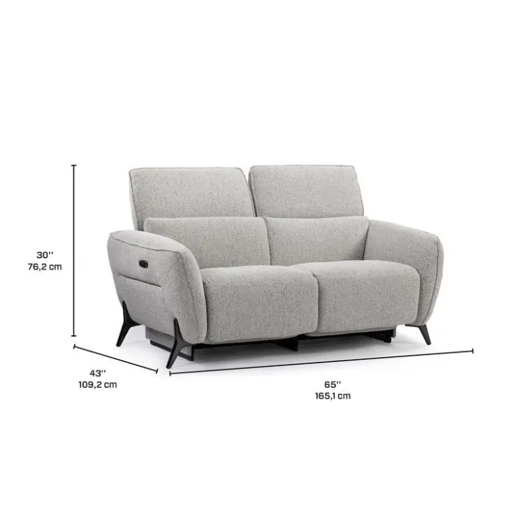 HTL Power Reclining Loveseat with Adjustable Headrests - Fabric Beige Hot