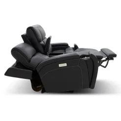 Power Reclining Loveseat with Adjustable Headrests, Console and Immersive Sound System Black