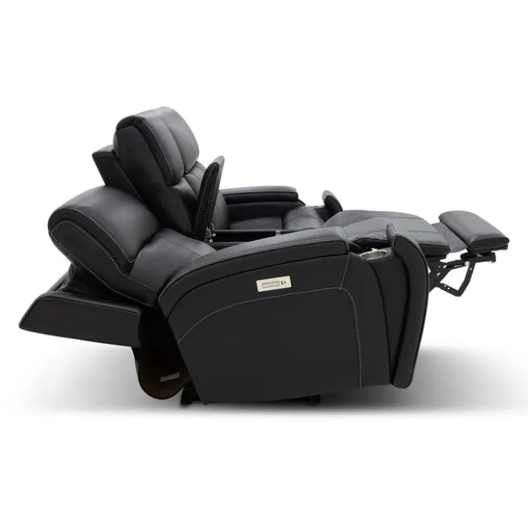 Power Reclining Loveseat with Adjustable Headrests, Console and Immersive Sound System Black