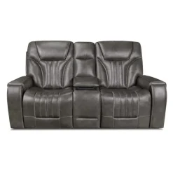 Power Reclining Loveseat with Adjustable Headrests Grey