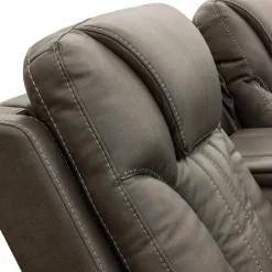 Power Reclining Loveseat with Adjustable Headrests Grey