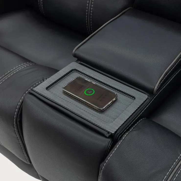 Power Reclining Loveseat with Adjustable Headrests Black Discount