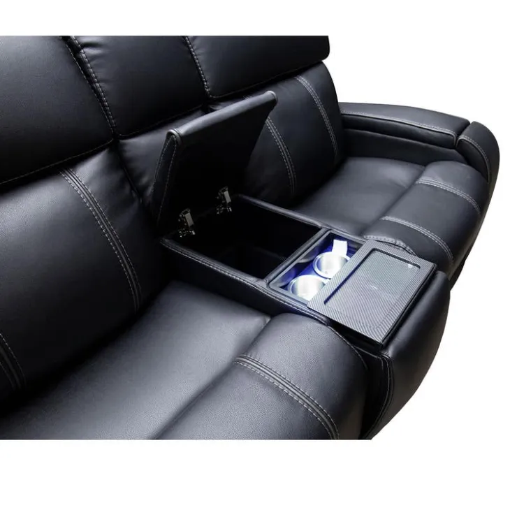 Power Reclining Loveseat with Adjustable Headrests Black Discount