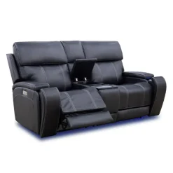 Power Reclining Loveseat with Adjustable Headrests Black Discount