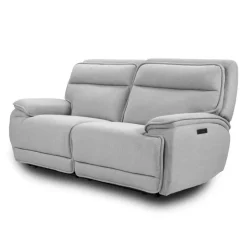 Power Reclining Modular Loveseat with Adjustable Headrests- 2 pcs Pale Grey Outlet