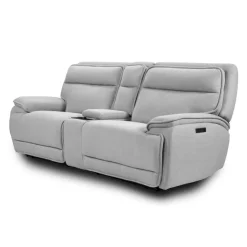 Power Reclining Modular Loveseat, Adjustable Headrests and Console with an Audio System - 3 pcs Pale Grey Discount
