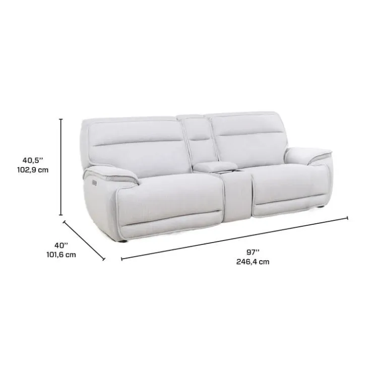 Power Reclining Modular Loveseat, Adjustable Headrests and Console with an Audio System - 3 pcs Pale Grey Discount