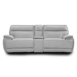 Power Reclining Modular Loveseat, Adjustable Headrests and Console with an Audio System - 3 pcs Pale Grey Discount