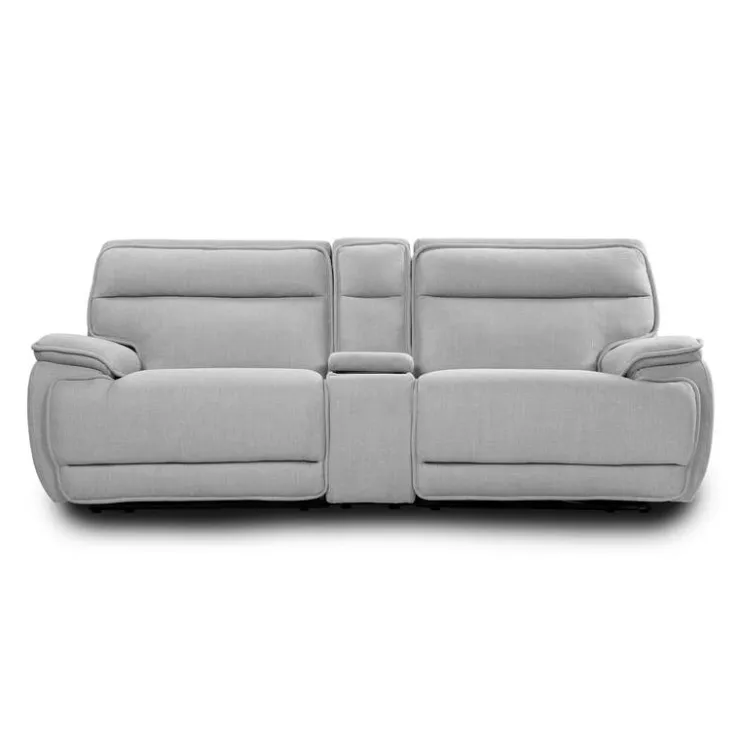 Power Reclining Modular Loveseat, Adjustable Headrests and Console with an Audio System - 3 pcs Pale Grey Discount