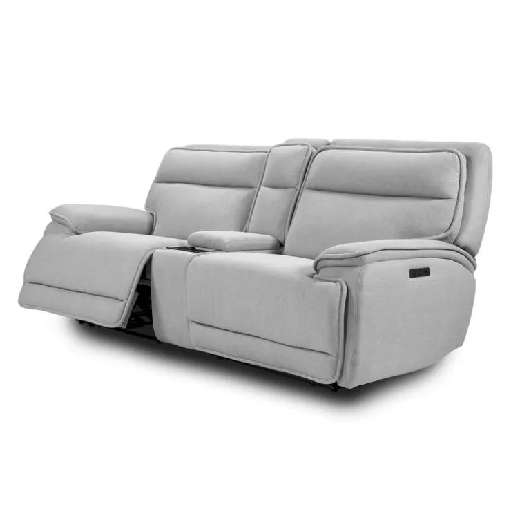 Power Reclining Modular Loveseat, Adjustable Headrests and Console with an Audio System - 3 pcs Pale Grey Discount