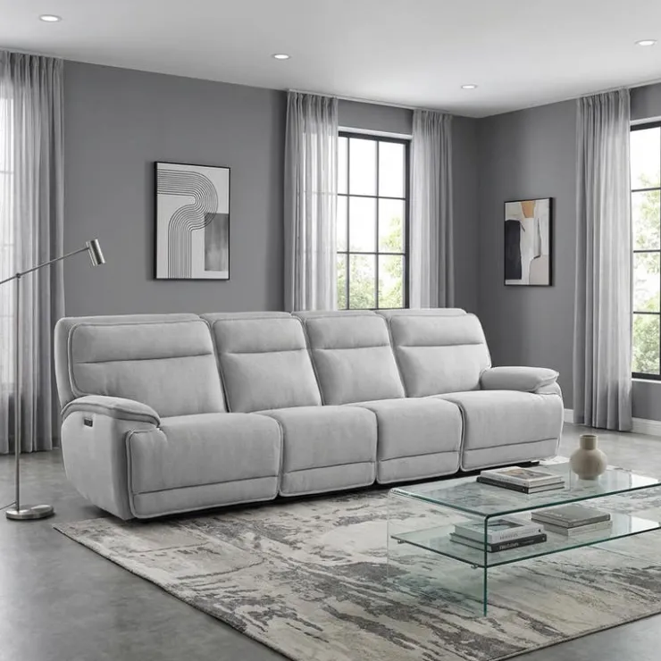 Power Reclining Modular Sofa, Adjustable Headrests and 2 Fold-Down Backrest Seats - 4 pcs Grey Hot