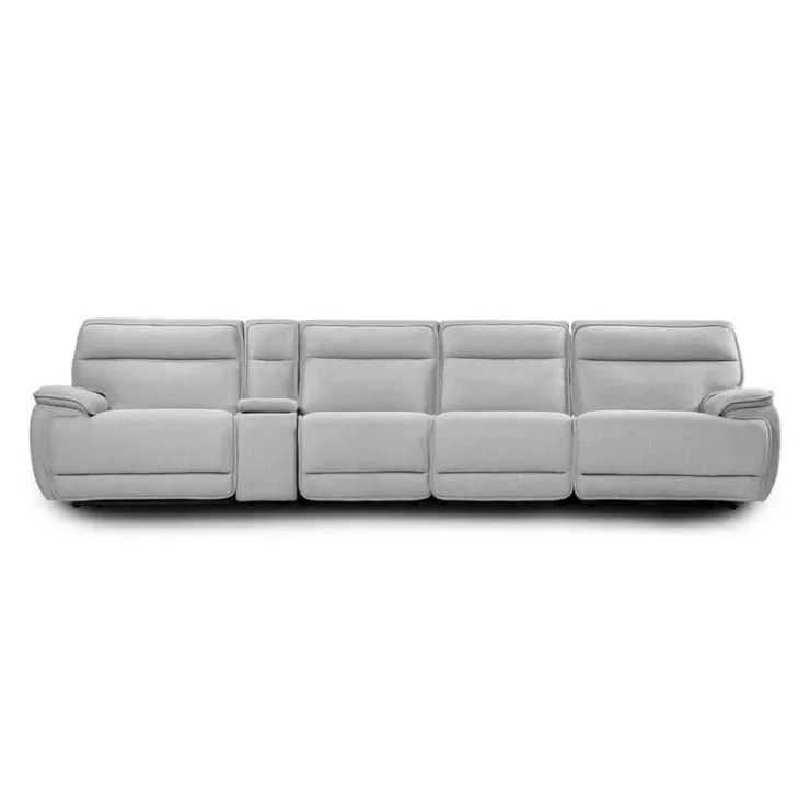 Power Reclining Modular Sectional, Adjustable Headrests, Console with an Audio System and 2 Fold-Down Backrest Seats - 5 pcs Grey New
