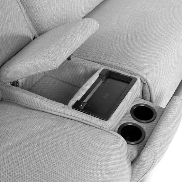 Power Reclining Modular Sectional, Adjustable Headrests, Console with an Audio System and 2 Fold-Down Backrest Seats - 5 pcs Grey New