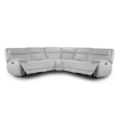 Power Reclining Modular Sectional, Adjustable Headrests and Fold-Down Backrest Seat - 5 pcs Grey Online