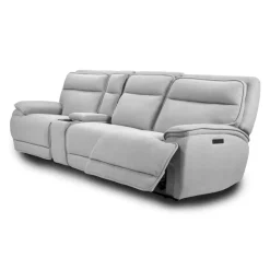 Power Reclining Modular Sofa, Adjustable Headrests, Console with an Audio System and Fold-Down Backrest Seat - 4 pcs Grey Best