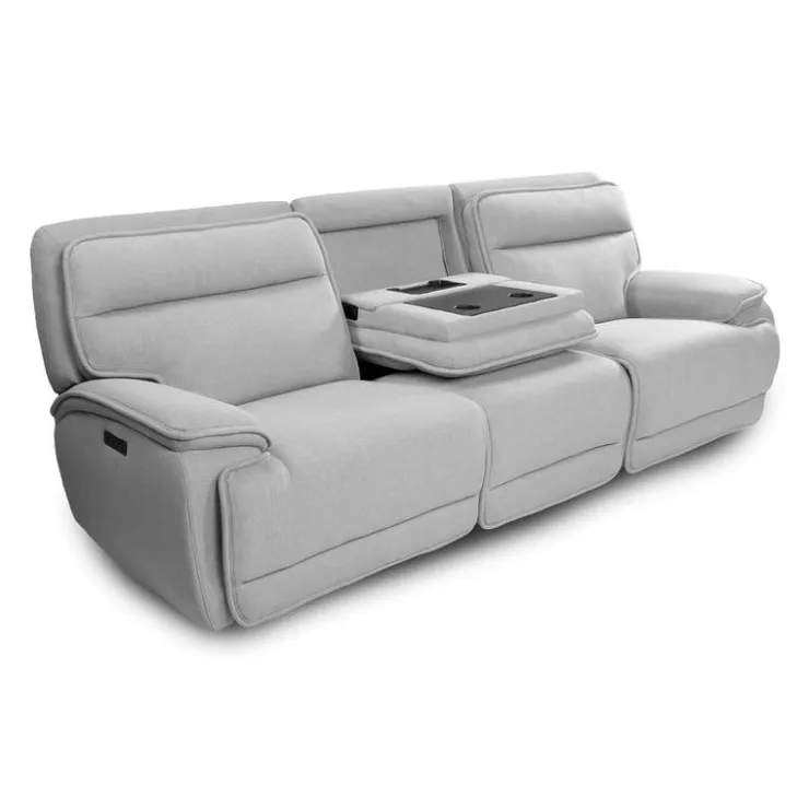 Power Reclining Modular Sofa with Adjustable Headrests and Fold-Down Backrest Seat - 3 pcs Pale Grey Best