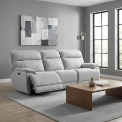 Power Reclining Modular Sofa with Adjustable Headrests and Fold-Down Backrest Seat - 3 pcs Pale Grey Best
