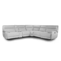 Power Reclining Modular Sectional, Adjustable Headrests, Console with an Audio System and Fold-Down Backrest Seat - 6 pcs Pale Grey Sale