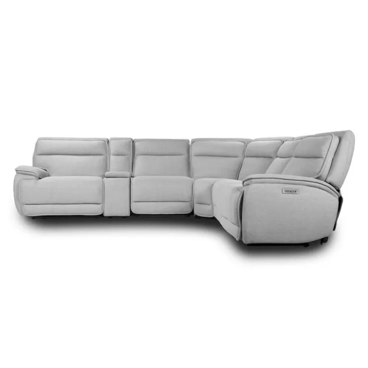 Power Reclining Modular Sectional, Adjustable Headrests, Console with an Audio System and Fold-Down Backrest Seat - 6 pcs Pale Grey Sale